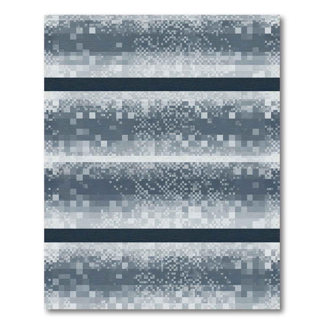 Dusty Blue Pixelated Stripe Blanket Rug