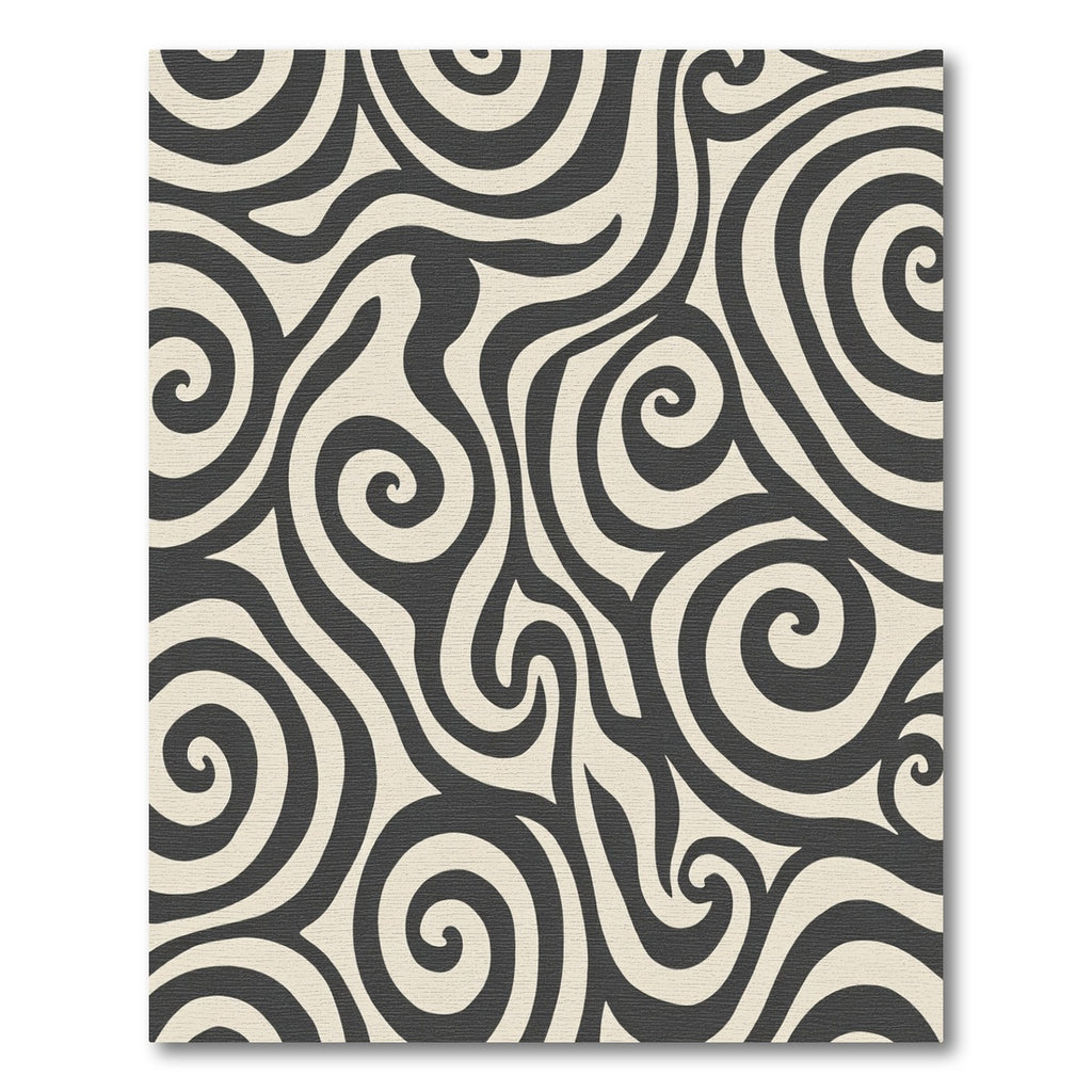Dark Neutral Swirl Wave Composition Rug
