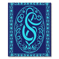 Aqua Abstract Celtic Knot Emblem Rug