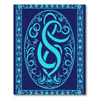 Aqua Abstract Celtic Knot Emblem Rug