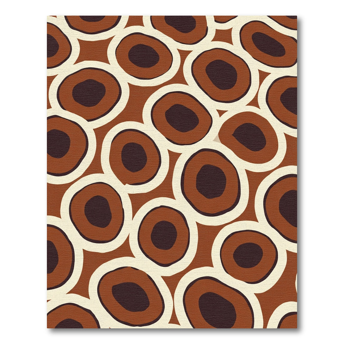 Brown Cream Ringed Circles Rug