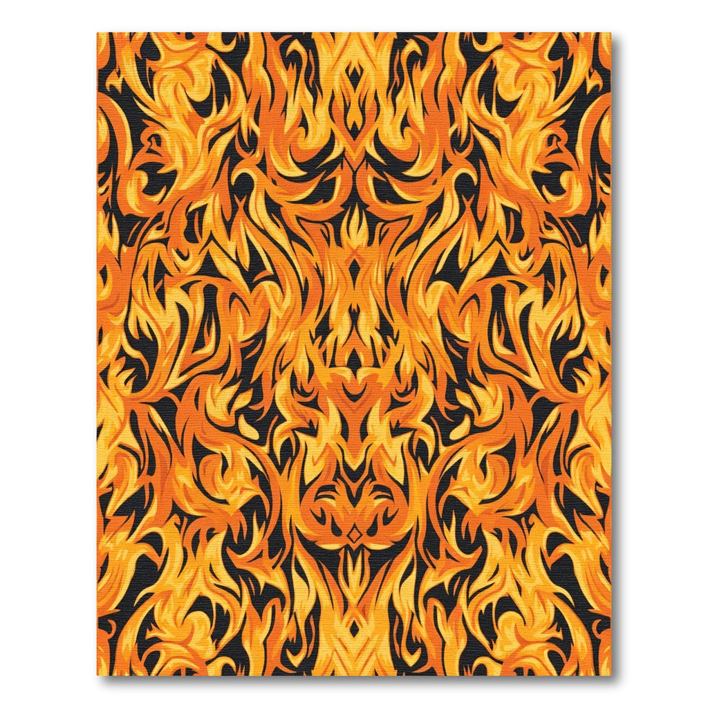 Fiery Amber Flames Mandala Rug