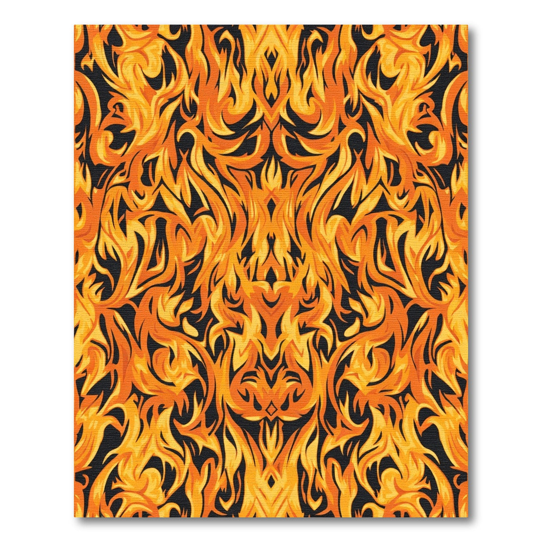 Fiery Amber Flames Mandala Rug