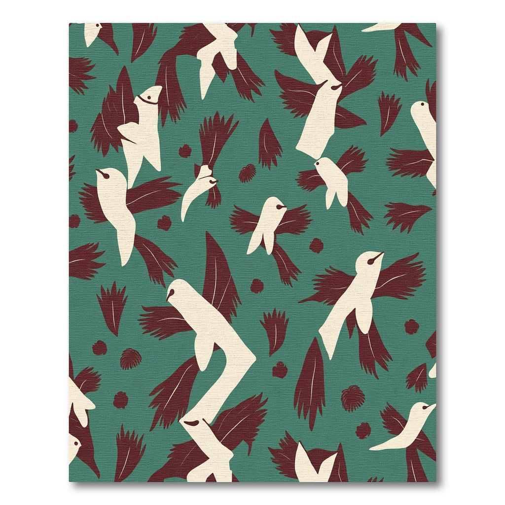 Birds In Flight Teal Crimson Rug