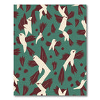 Birds In Flight Teal Crimson Rug