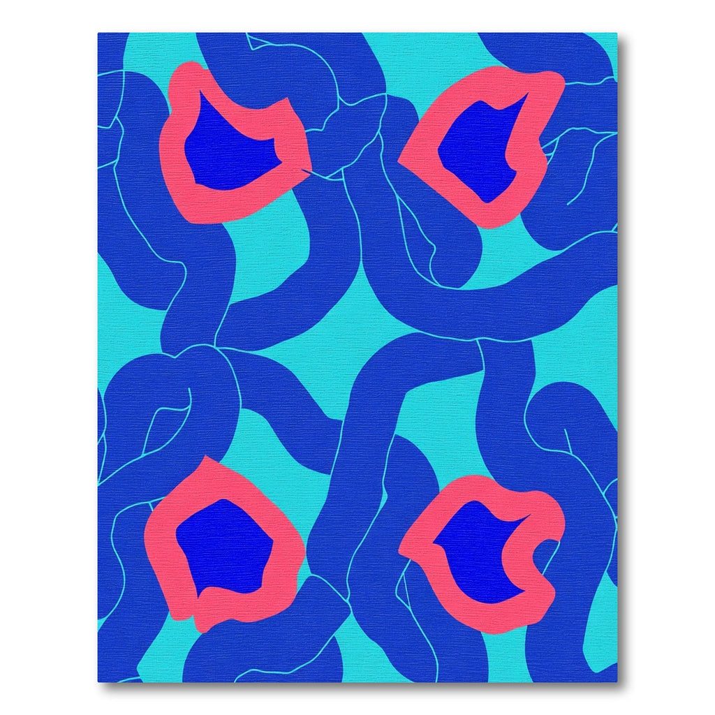 Abstract Blue Coral Bloom Medallion Rug