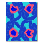 Abstract Blue Coral Bloom Medallion Rug