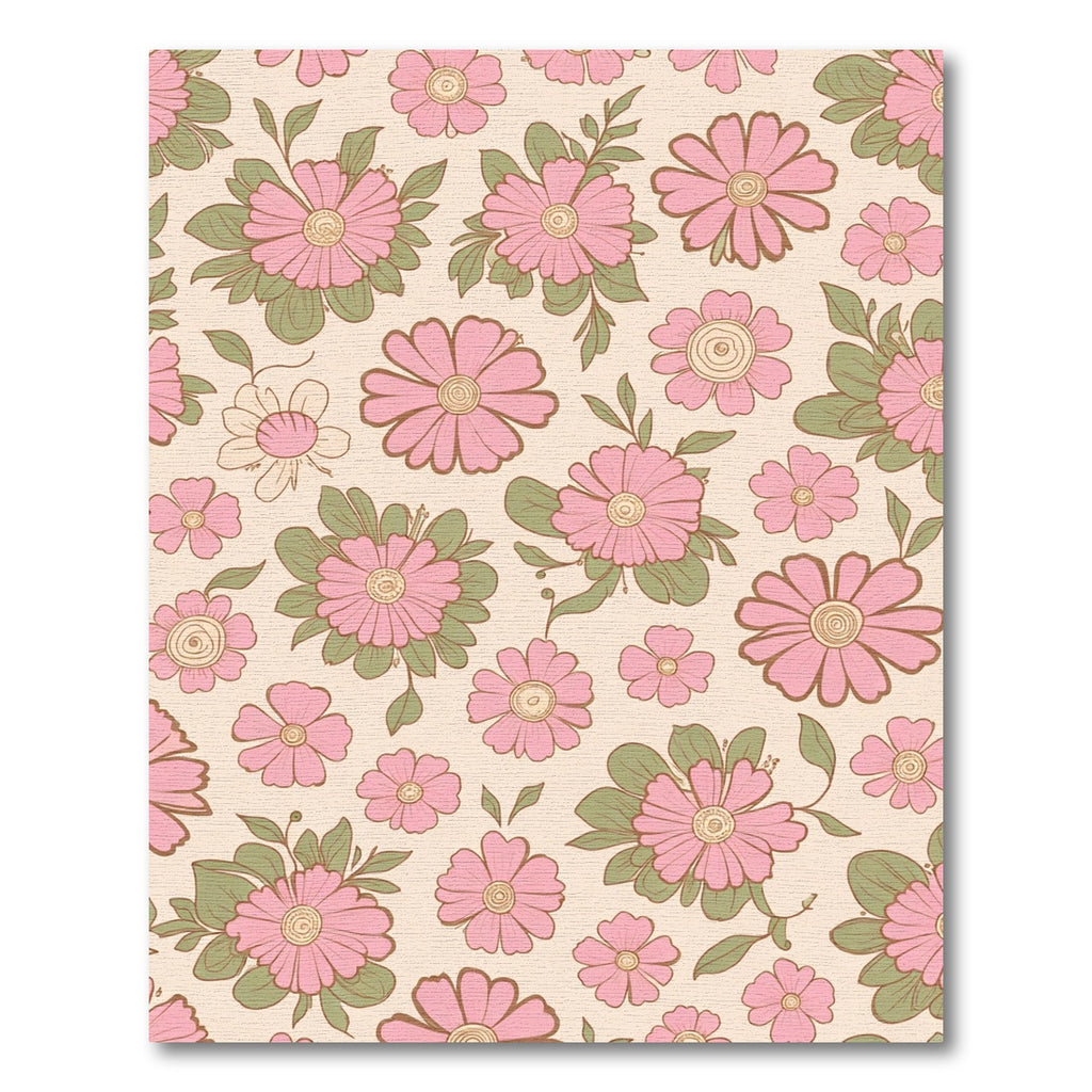 Pink Daisy Floral Garden Pattern Rug