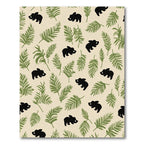 Whimsical Black Bear Leafy Cream Rug