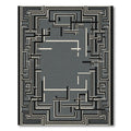 Black White Gray Geometric Maze Rug