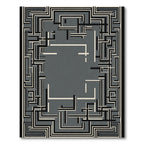 Black White Gray Geometric Maze Rug