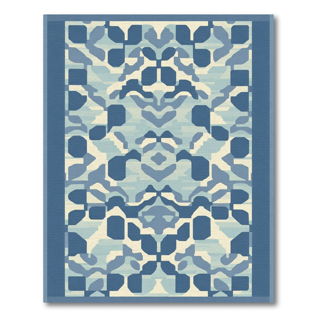 Abstract Blue Geometric Lattice Rug