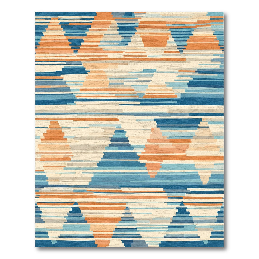 Abstract Chevron Blue Orange Geo Rug