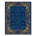 Deep Blue Gilded Floral Scroll Border Rug