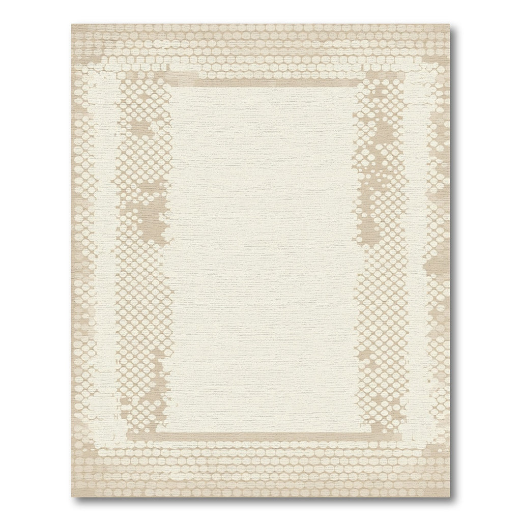 Neutral Tonal Dot Border Frame Rug