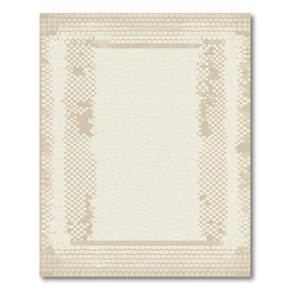 Neutral Tonal Dot Border Frame Rug
