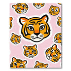 Whimsical Orange Tiger Face Collage Rug