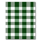 Forest Green White Gingham Checkered Rug