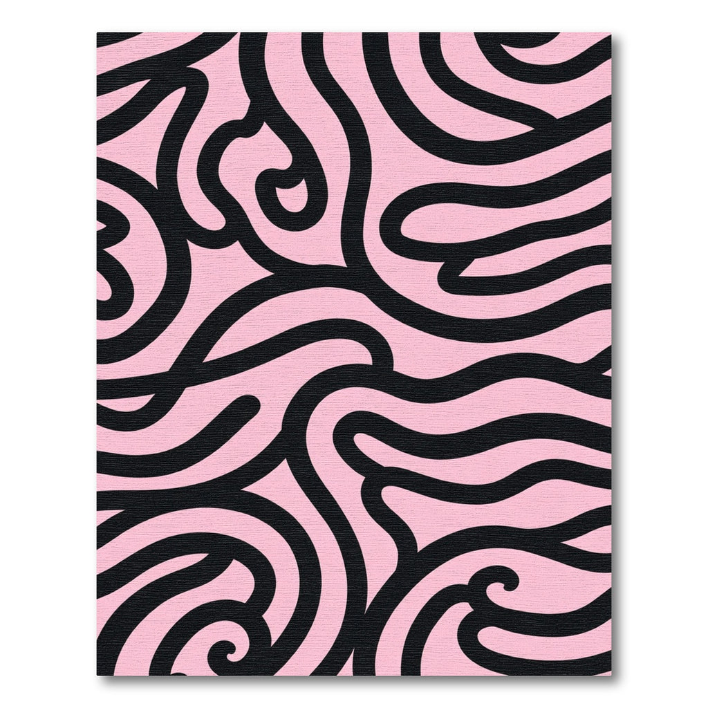 Pink Black Swirl Abstract Rug
