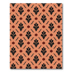 Terracotta Black Floral Damask Medallion Rug