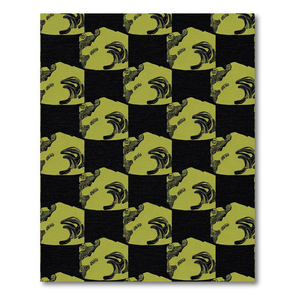 Olive Green Abstract Swirl Composition Rug