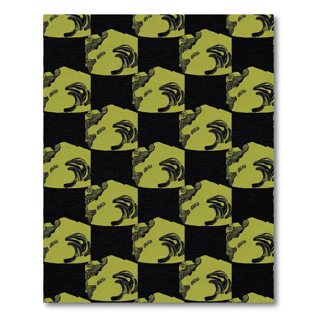 Olive Green Abstract Swirl Composition Rug