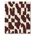 Maroon Cream Abstract Checkered Shapes Rug