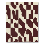 Maroon Cream Abstract Checkered Shapes Rug