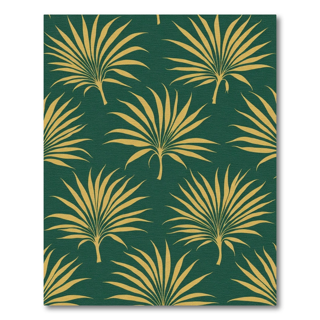 Golden Palm Frond Dark Green Rug