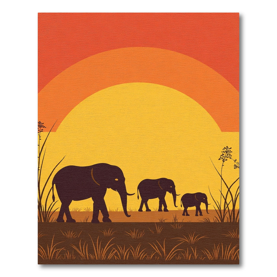 Savanna Sunset Elephant Herd Rug