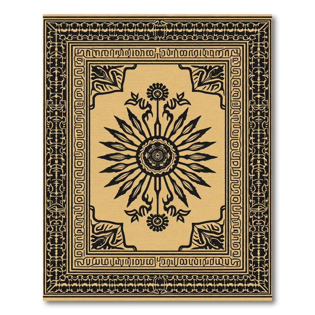 Gold Black Sunburst Crest Rug