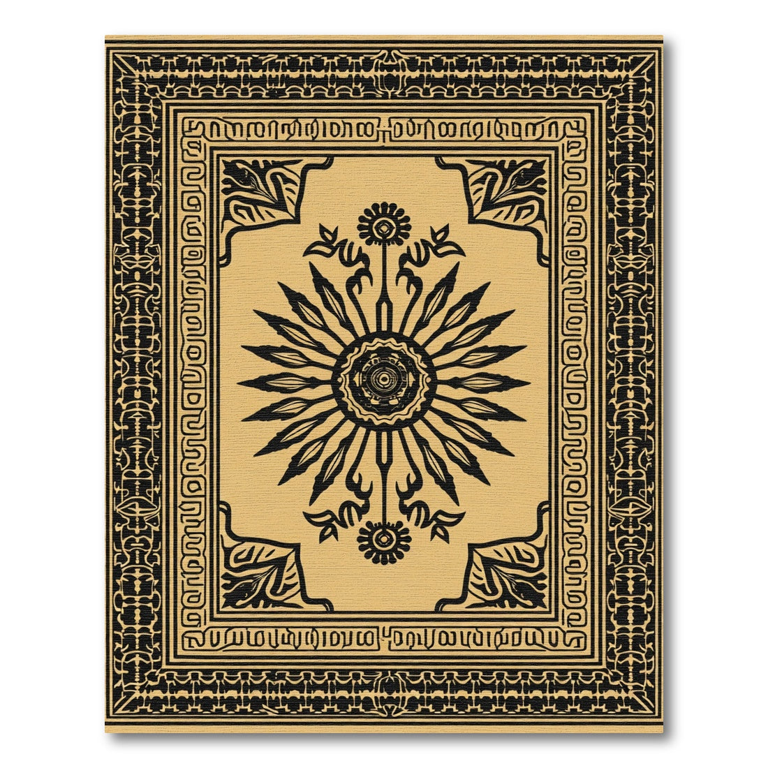 Gold Black Sunburst Crest Rug