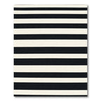 Bold Black White Linear Overlay Rug