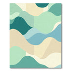 Serene Teal Blue Landscape Waves Rug