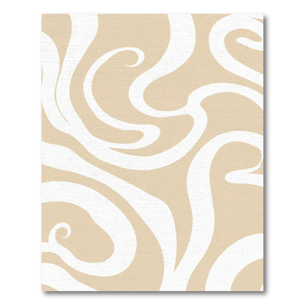 Cream Swirl Amorphous Curving Lines Rug
