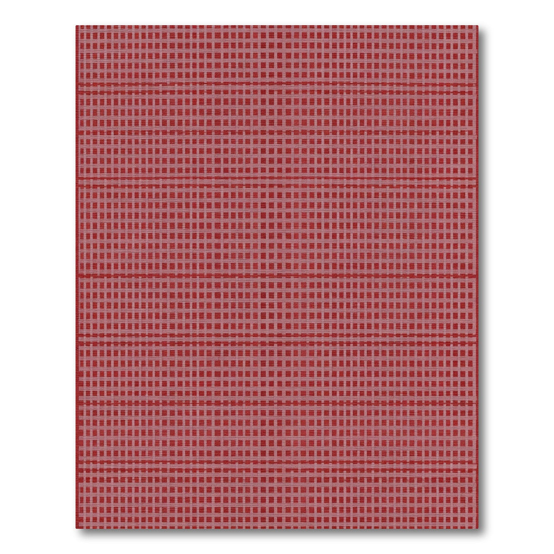 Crimson Linen Weave Grid Rug