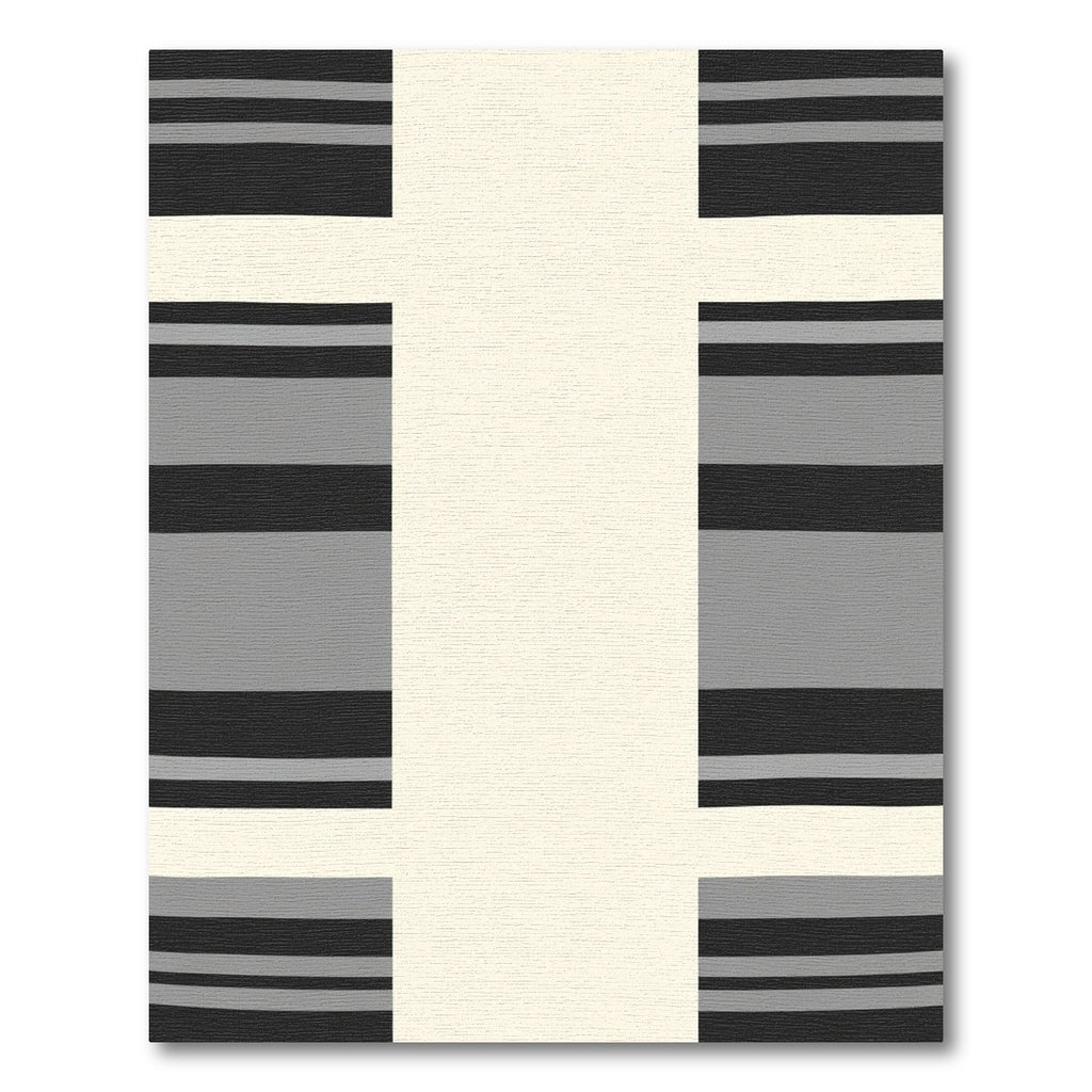 Contemporary Black Gray Stripe Rectangles Rug