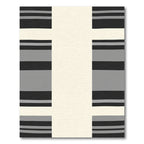 Contemporary Black Gray Stripe Rectangles Rug