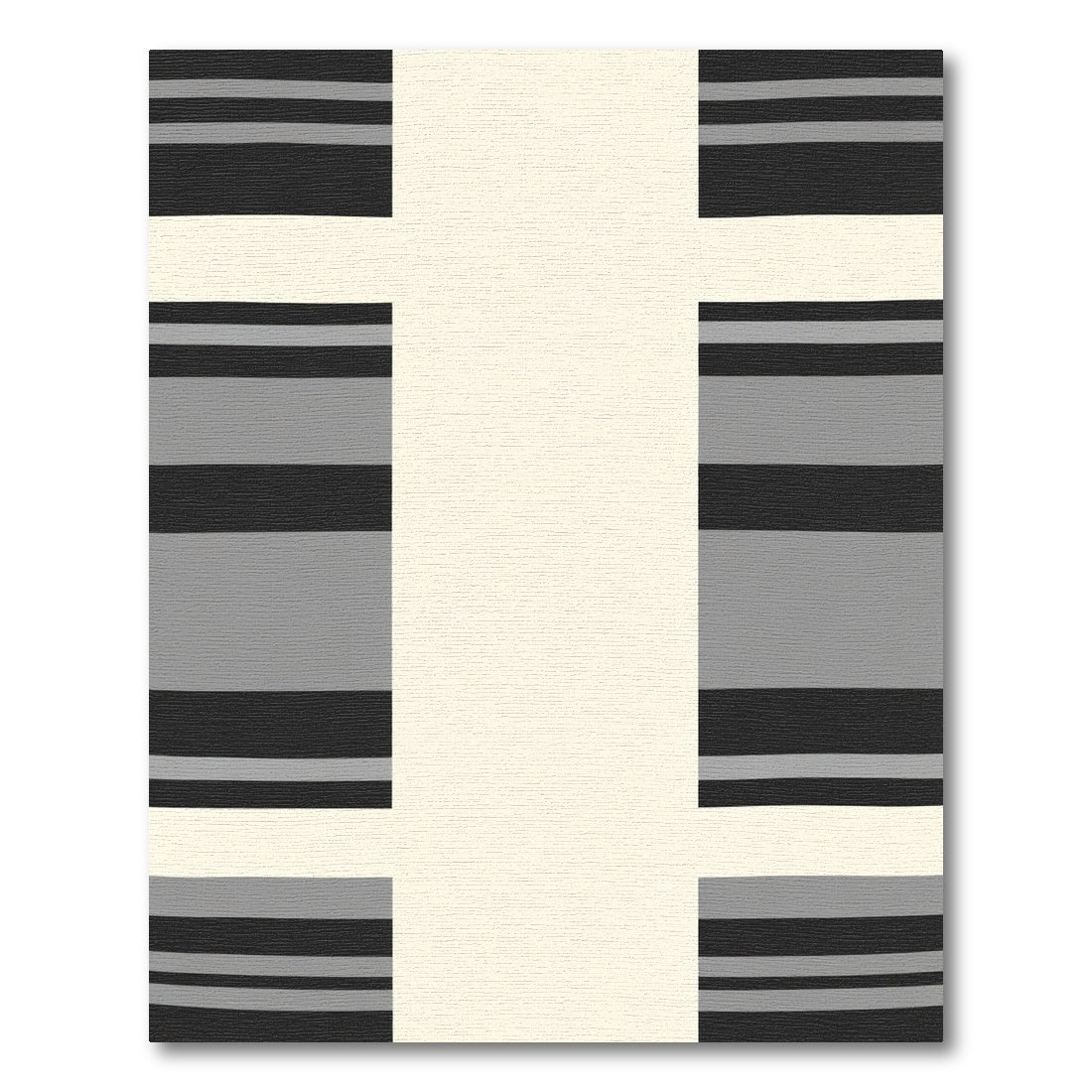 Contemporary Black Gray Stripe Rectangles Rug