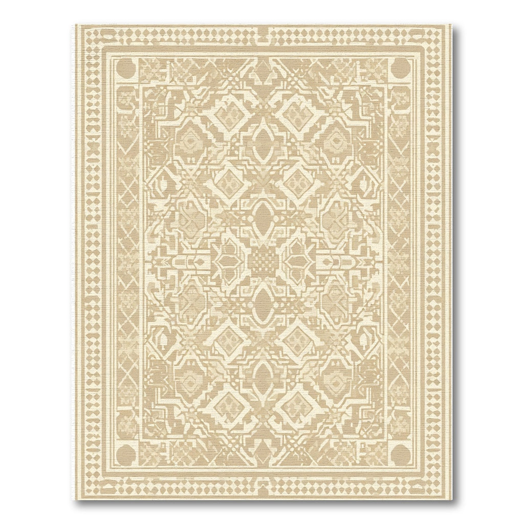 Light Beige Intricate Geometric Medallion Rug