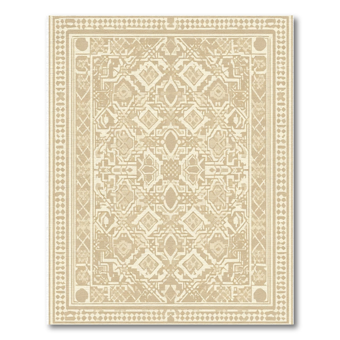 Light Beige Intricate Geometric Medallion Rug