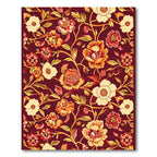 Burgundy Floral Scroll Meadow Rug