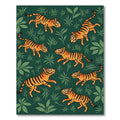Playful Orange Tigers Lush Green Jungle Rug