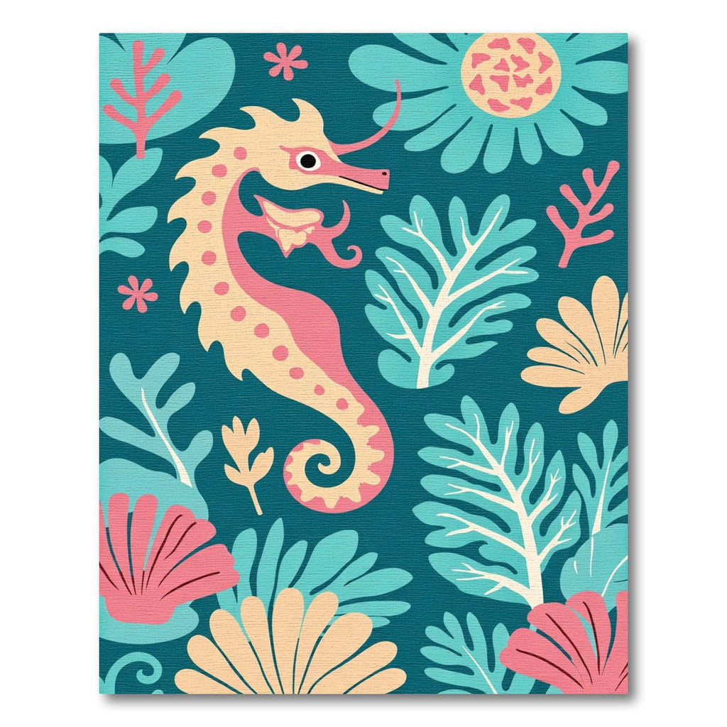Playful Seahorse Coral Reef Scene Rug