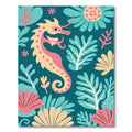 Playful Seahorse Coral Reef Scene Rug