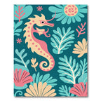 Playful Seahorse Coral Reef Scene Rug