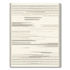 Neutral Tan Geometric Border Stripes Rug