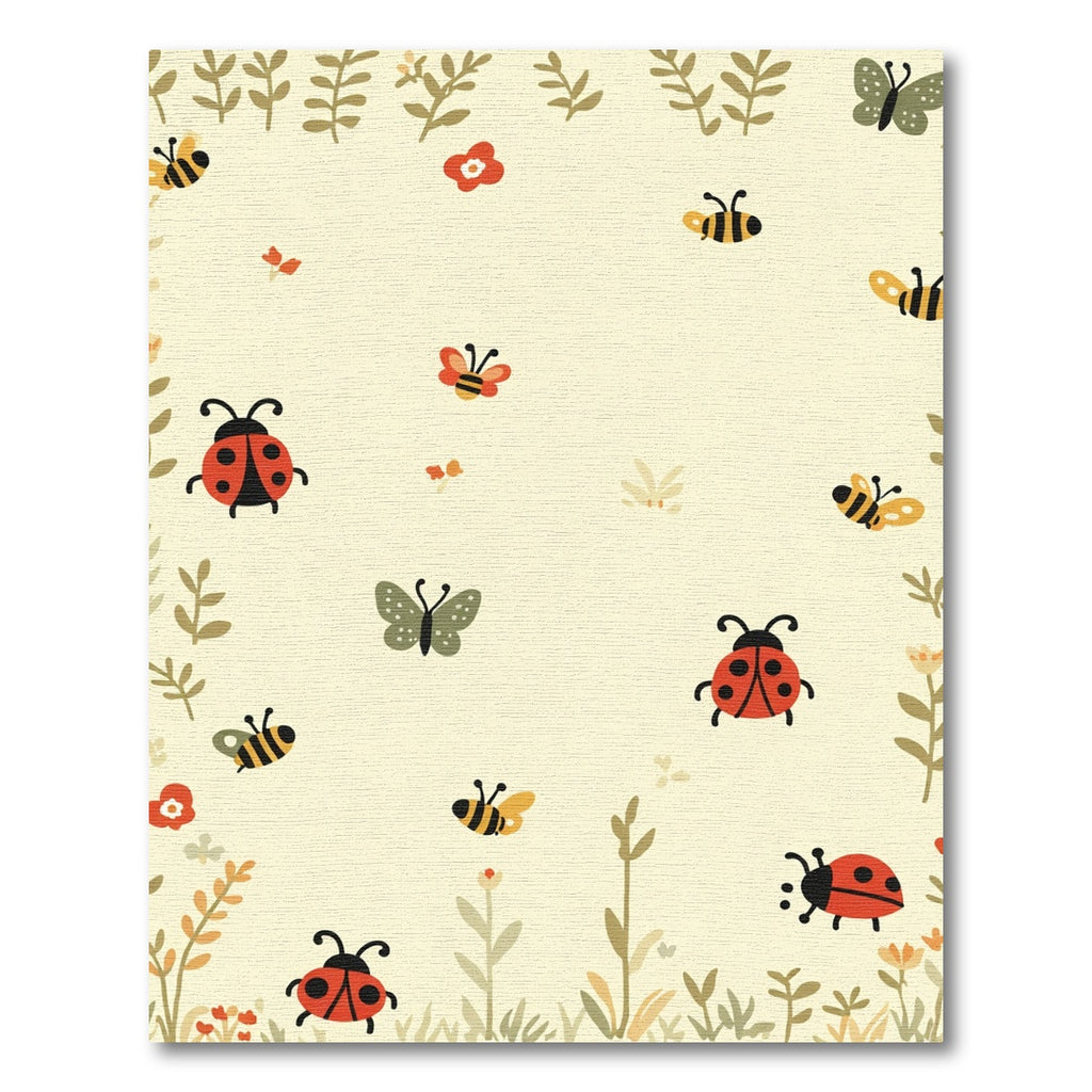 Whimsical Ladybug Bee Butterfly Garden Rug
