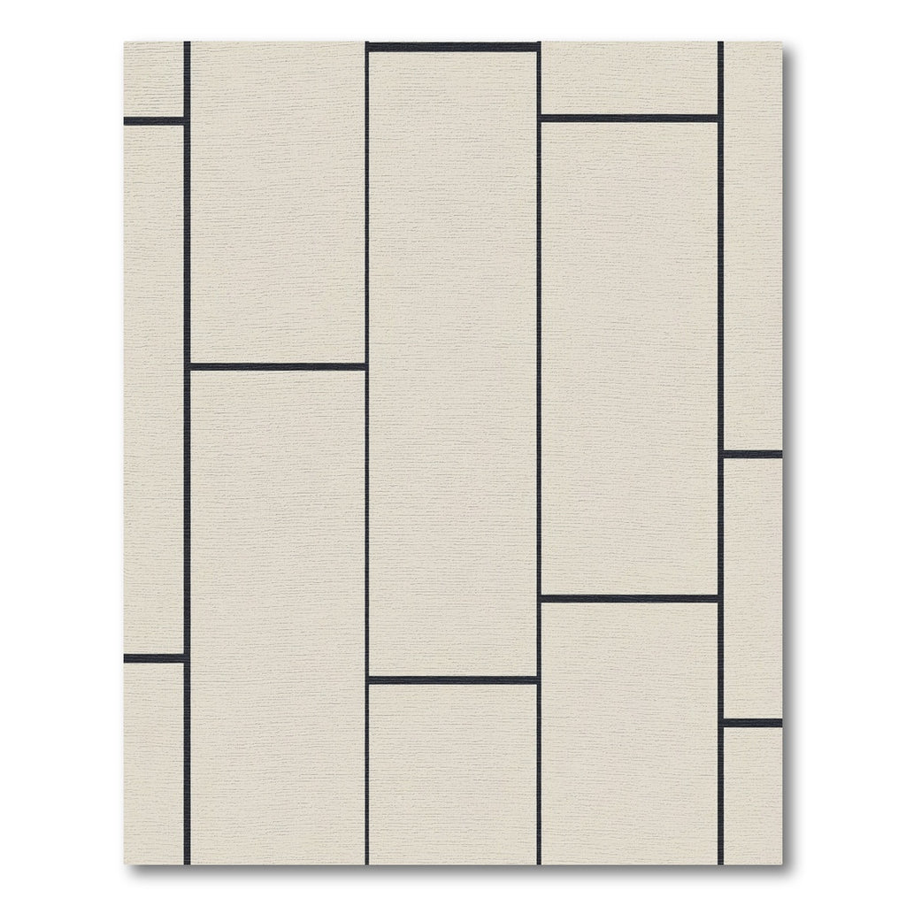 Cream Minimalist Rectangular Grid Rug