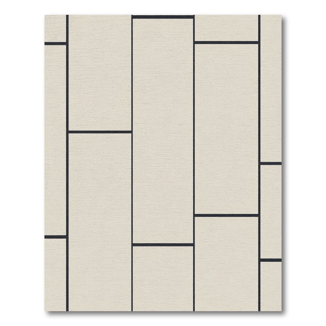 Cream Minimalist Rectangular Grid Rug